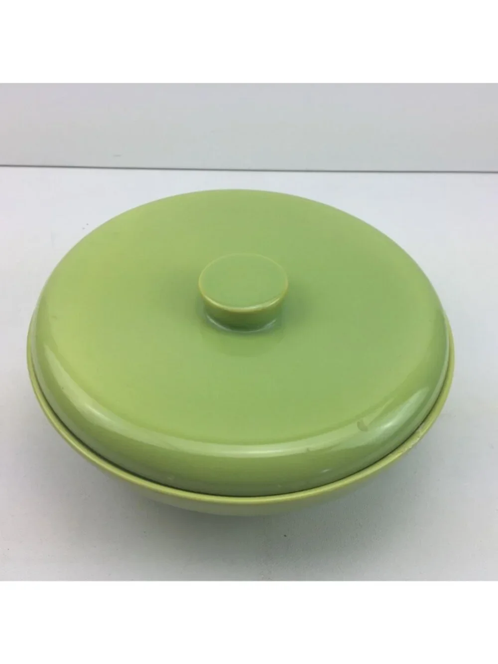 Vintage Green Ceramic Lidded Bowl 9.5